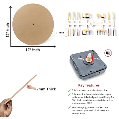 Epoxy Fusion DIY Resin Clock Making Kit – 12 Inch Round MDF Base (7mm Thick), 18mm Silent Movement, Metal Hands & 3D Glossy Plastic Numbers | DIY Wall Clock Craft Set for Art, Home Decor, Gifts - Image 2