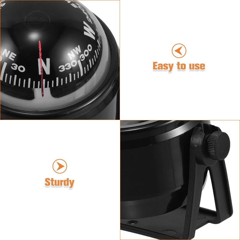 Black Magnetic Compass Declination Corrected for Car Boat SUV Outdoor Navigation - Image 4