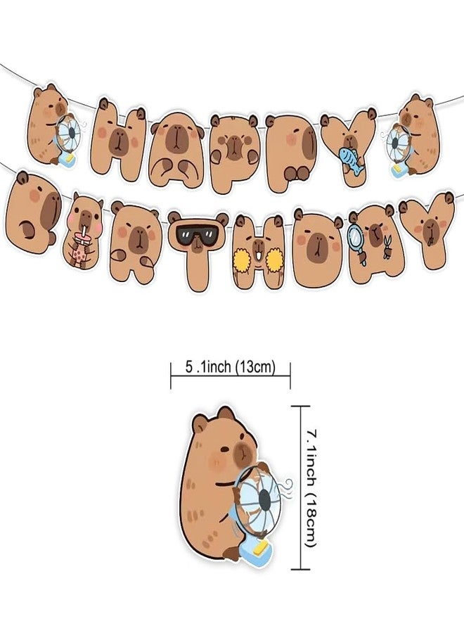 Geluode Capybara Birthday Banner 2PCS,Capybara Happy Birthday Decorations,Cute Cartoon Brown Capy Bunting Hanging Garland for Boys Girls Kids Animal Capybara Lovers Birthday Party Supplies - Image 2