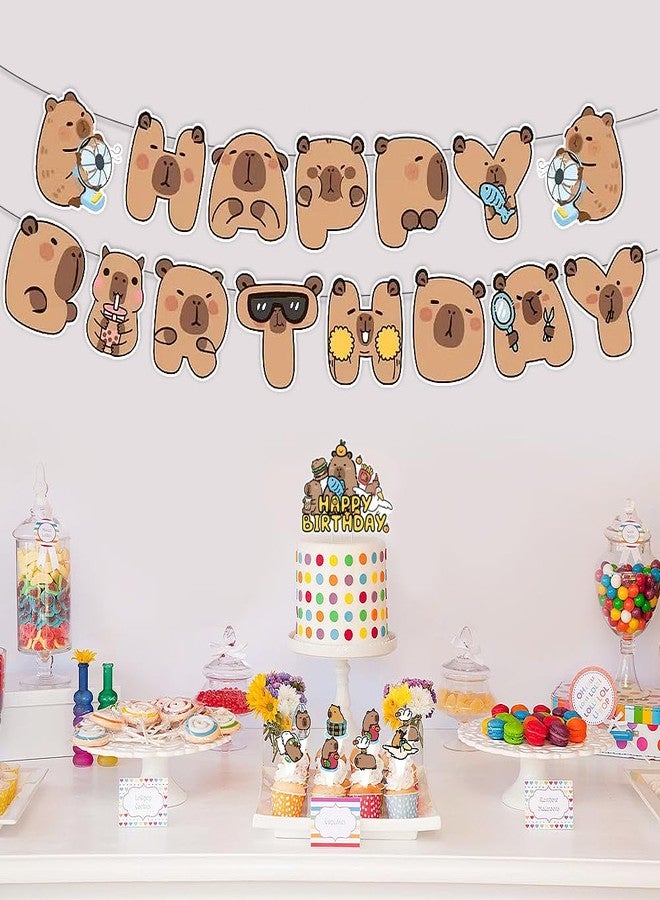 Geluode Capybara Birthday Banner 2PCS,Capybara Happy Birthday Decorations,Cute Cartoon Brown Capy Bunting Hanging Garland for Boys Girls Kids Animal Capybara Lovers Birthday Party Supplies - Image 5