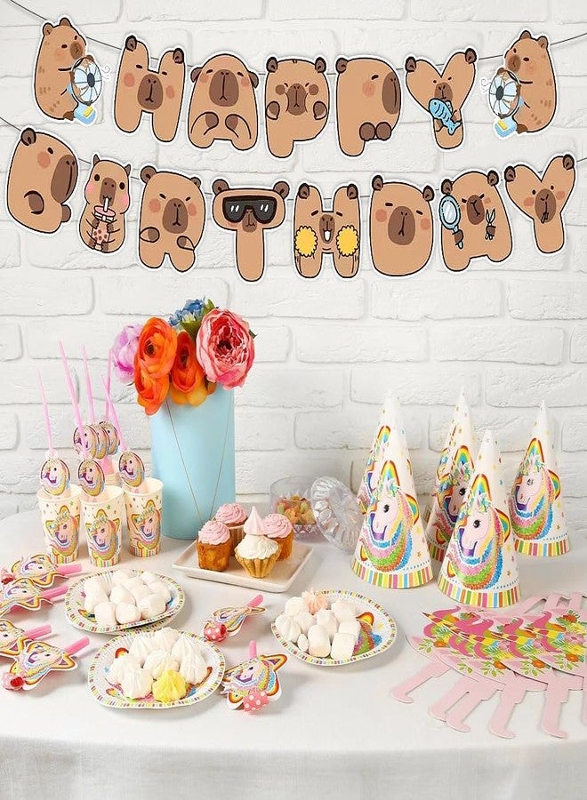 Geluode Capybara Birthday Banner 2PCS,Capybara Happy Birthday Decorations,Cute Cartoon Brown Capy Bunting Hanging Garland for Boys Girls Kids Animal Capybara Lovers Birthday Party Supplies - Image 4
