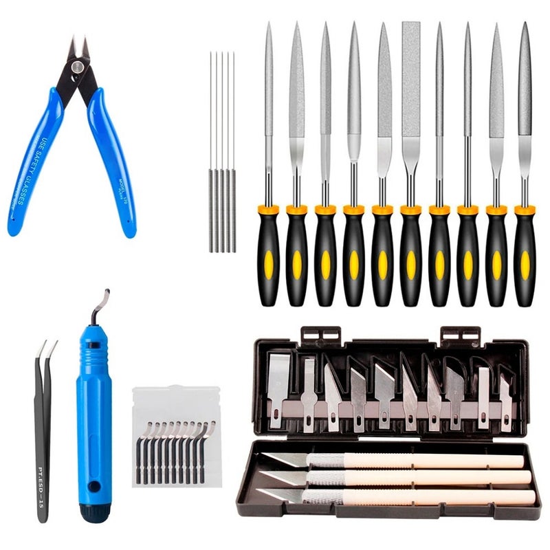 3D Printer Tool Kit Deburring Tool Nozzle Cleaning Needles Engraving Knife Carving Tool DIY 3D Printer Part 3D Model File Cutter Scraper Material Removal Tool with Chiseling/ Stencil Edge - Image 1