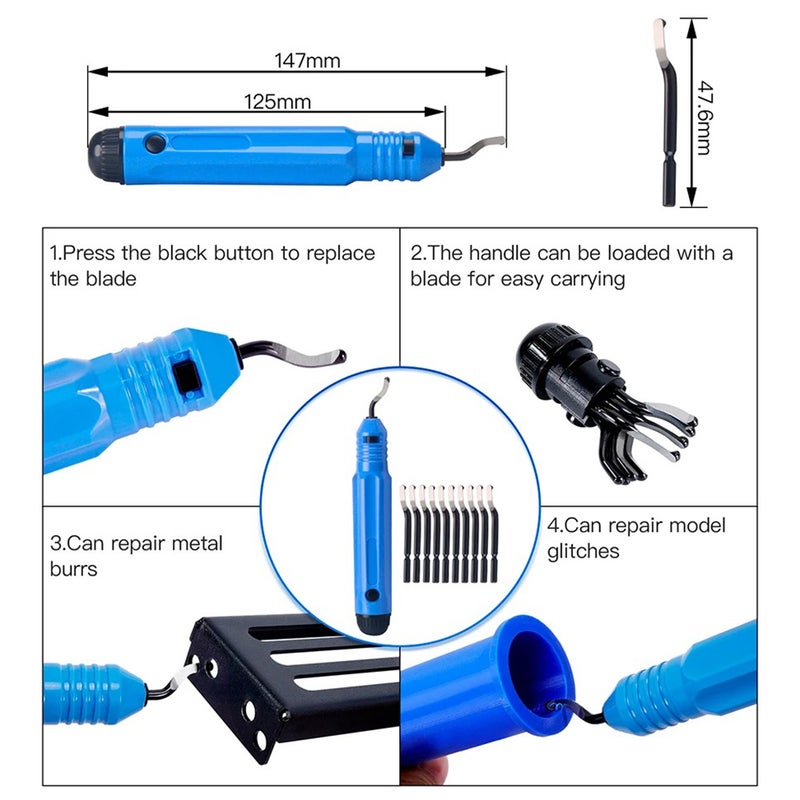 3D Printer Tool Kit Deburring Tool Nozzle Cleaning Needles Engraving Knife Carving Tool DIY 3D Printer Part 3D Model File Cutter Scraper Material Removal Tool with Chiseling/ Stencil Edge - Image 3