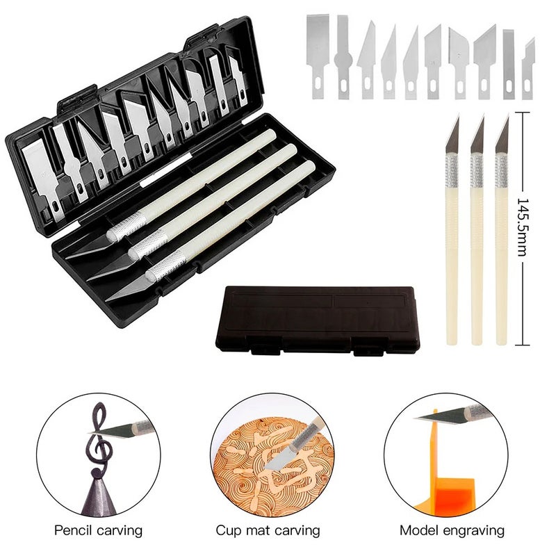 3D Printer Tool Kit Deburring Tool Nozzle Cleaning Needles Engraving Knife Carving Tool DIY 3D Printer Part 3D Model File Cutter Scraper Material Removal Tool with Chiseling/ Stencil Edge - Image 2