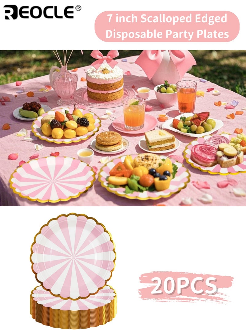 ريوكل 20 قطعة لوحات ورقية لوحات يمكن التخلص منها أدوات مائدة باستيل للحفلات لوحات حفلات ورقية لحفلات عيد ميلاد حفلات استقبال المولود الجديد التجمعات المنزلية احتفالات العطلات قوية مقاومة للزيت مثالية للأطفال والبالغين (7 بوصة) - Image 1