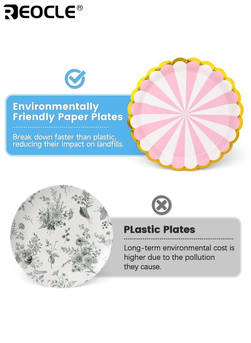 ريوكل 20 قطعة لوحات ورقية لوحات يمكن التخلص منها أدوات مائدة باستيل للحفلات لوحات حفلات ورقية لحفلات عيد ميلاد حفلات استقبال المولود الجديد التجمعات المنزلية احتفالات العطلات قوية مقاومة للزيت مثالية للأطفال والبالغين (7 بوصة) - Image 3