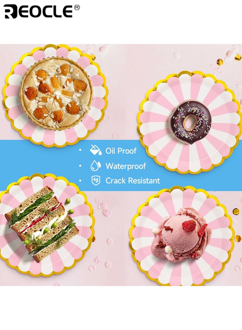 ريوكل 20 قطعة لوحات ورقية لوحات يمكن التخلص منها أدوات مائدة باستيل للحفلات لوحات حفلات ورقية لحفلات عيد ميلاد حفلات استقبال المولود الجديد التجمعات المنزلية احتفالات العطلات قوية مقاومة للزيت مثالية للأطفال والبالغين (7 بوصة) - Image 2