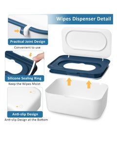 Excefore Wipes Dispenser, Tissue Box Holder Cover, Baby Diaper Wipes Case with Lids, Wipe Holder for Baby & Adult, Wipe Container with Sealing Design, Keeps Wipes Fresh Non-Slip, Easy Open/ Close 2Pcs  - Image 5
