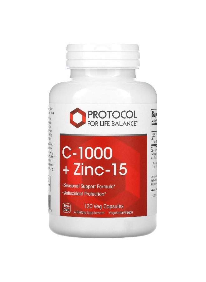 Protocol For Life Balance - Protocol for Life Balance, C-1000 + Zinc-15, 120 Veg Capsules - Image 1