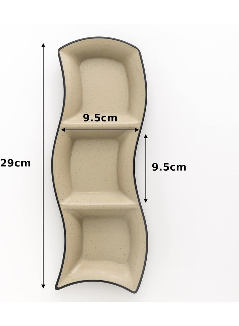 ماستر جولد 3 أطباق ميلامين مقسمة مقاومة للكسر، قطر 29 سم | طبق تقديم للمقبلات والصلصات والمكسرات | طبق متعدد الاستخدامات للغمس وتقديم الوجبات الخفيفة في المطاعم والفنادق والمنازل - Image 5