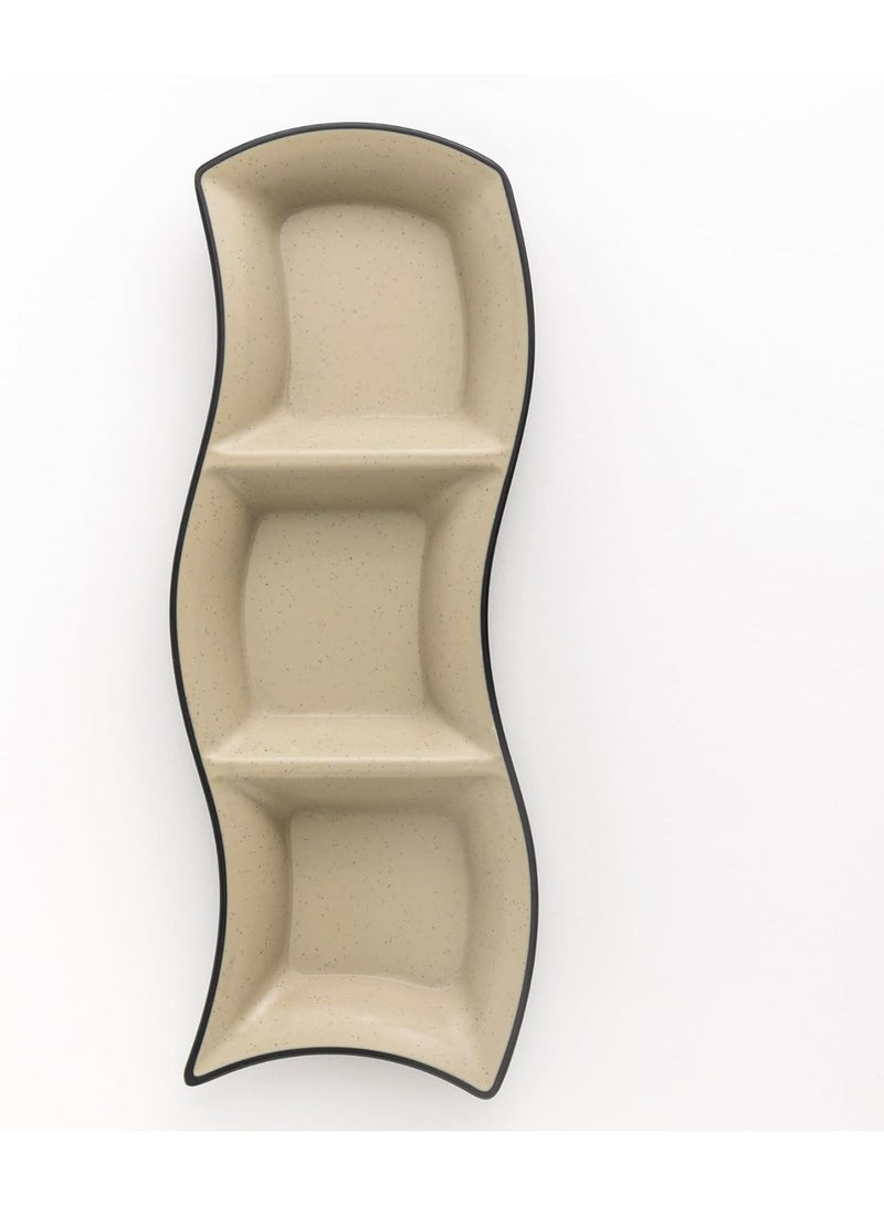 ماستر جولد 3 أطباق ميلامين مقسمة مقاومة للكسر، قطر 29 سم | طبق تقديم للمقبلات والصلصات والمكسرات | طبق متعدد الاستخدامات للغمس وتقديم الوجبات الخفيفة في المطاعم والفنادق والمنازل - Image 3