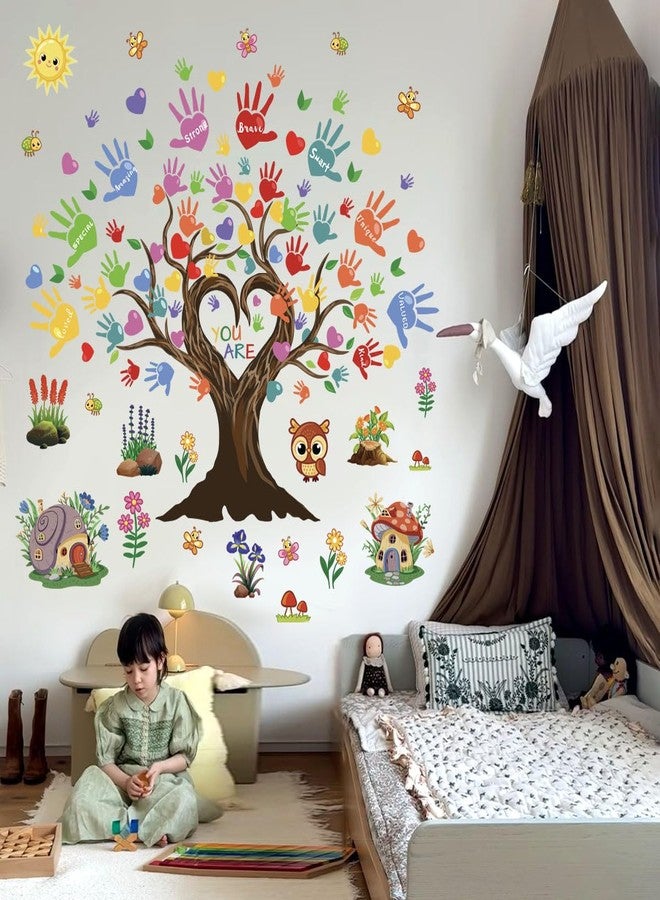 Datesno Colorful Inspirational Wall Sticker Quotes Tree Handprint You are Wall Decals Classroom Tree Peel and Stick Wall Art Decals for Kids Room Elementary School Teacher Classroom - Image 3