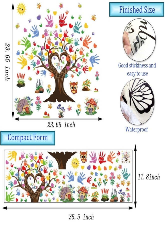 Datesno Colorful Inspirational Wall Sticker Quotes Tree Handprint You are Wall Decals Classroom Tree Peel and Stick Wall Art Decals for Kids Room Elementary School Teacher Classroom - Image 5