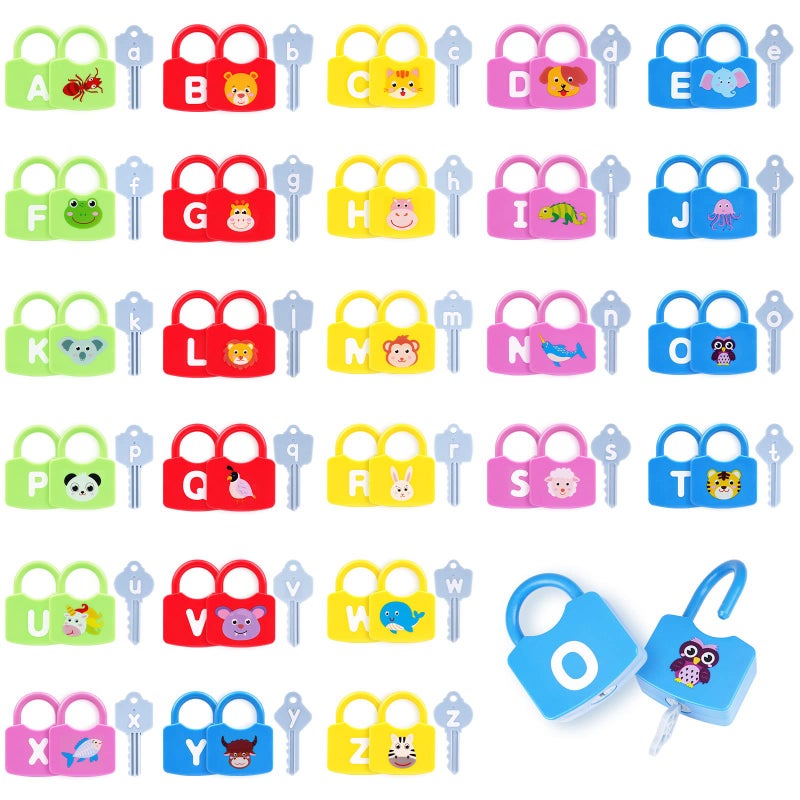 Axearte Montessori Educational Toys -Alphabet Learning Locks And Keys For Kids Toys- Learning Toys Set With 26 Locks & 26 Keys- Toddler Toy Baby Sensory Fine Motor Skills Toys- Abc Locks And Keys Toys - Image 1