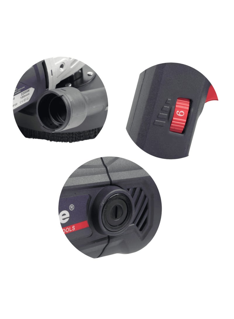 makute Electric Drywall Sander 2200W – Dustless Wall Polisher with Variable Speed, Self-Vacuum, 7-inch (180mm) Disc for Putty, Plaster, Ceiling & Paint Removal – Model DS121-180 - Image 5