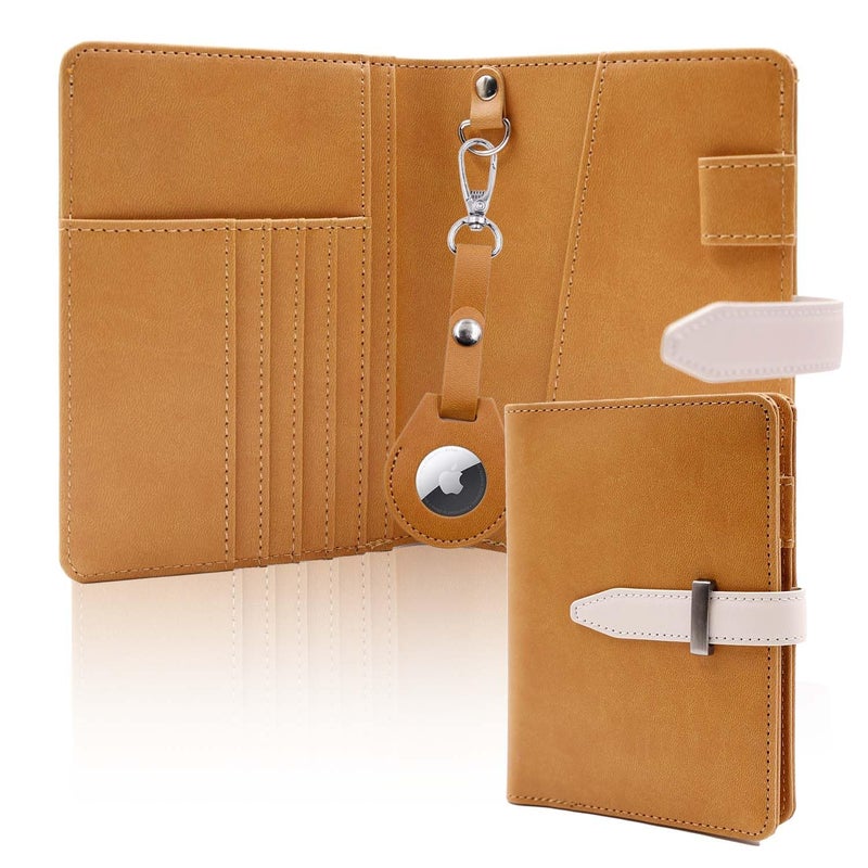 Deziliao Passport wallets, Mulit-purpose RFID Blocking Passport Holder AirTag Wallet, Travel Wallet Cover Caseï¼ˆBrownï¼‰ - Image 1