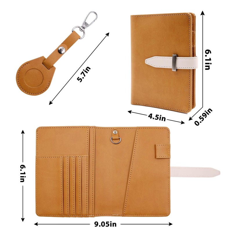 Deziliao Passport wallets, Mulit-purpose RFID Blocking Passport Holder AirTag Wallet, Travel Wallet Cover Caseï¼ˆBrownï¼‰ - Image 4
