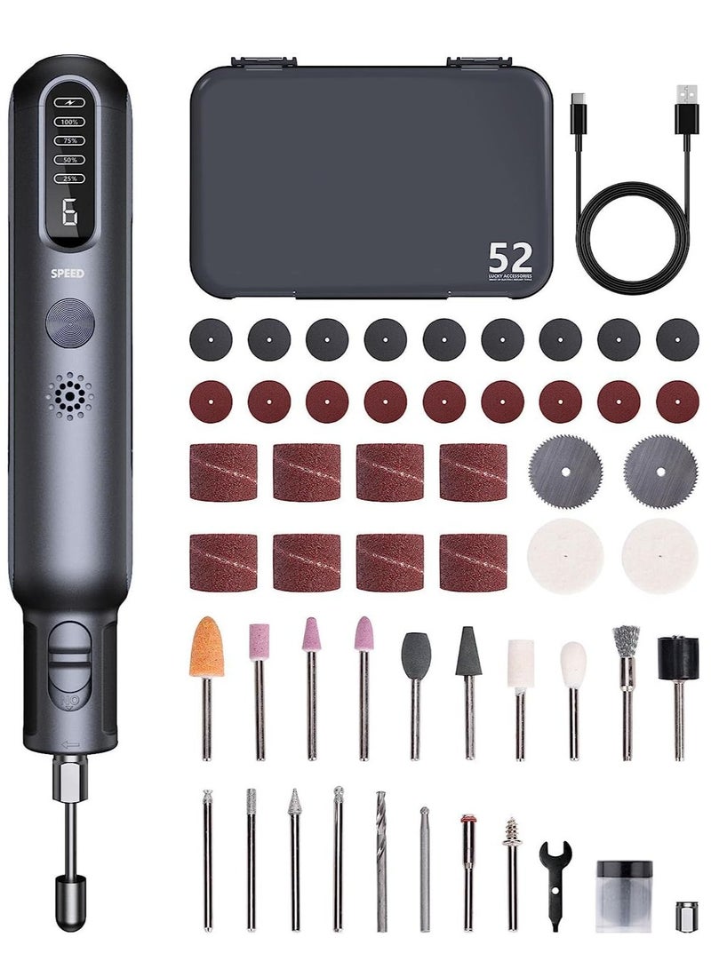KASTWAVE Rotary Tool Kit, 8V Cordless with 52pcs Accessories for Multi-Purpose, USB Charging 180W High Power and 6-Level Speed Settings Rotary Tool - Image 1