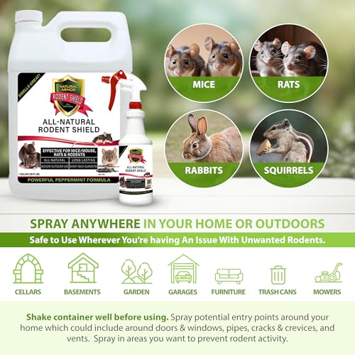 Natural Armor Peppermint Repellent for Mice/Mouse, Rats & Rodents. Natural Spray for Indoor & Outdoor Use. Natural Armor Rodent Shield. 128 OZ Gallon - Image 2