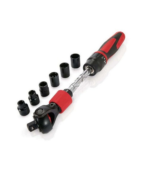 7-Piece 72-Tooth Mach Series SAE Metric 6-Point Socket Wrench Set Red and Black 16 mm x 3/8 Inch 00941699