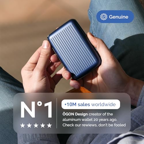 ÖGON -DESIGNS- Aluminum card holder, RFID Protection against fraud and demagnetization, Compact wallet, Smart Case STOCKHOLM V1 model (Aluminum Navy Blue) - Image 3