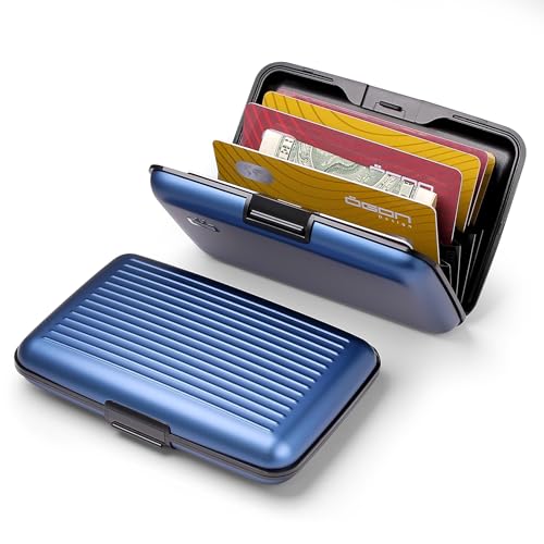 ÖGON -DESIGNS- Aluminum card holder, RFID Protection against fraud and demagnetization, Compact wallet, Smart Case STOCKHOLM V1 model (Aluminum Navy Blue) - Image 2