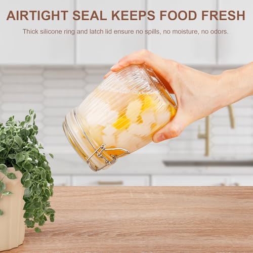 Snaiio Glass Jars with Airtight Lids, 26oz Glass Storage Jars Set of 6, Thick Food Storage Containers for Pantry Organization, Kitchen Counter, Coffee, Pasta, Cereal - Image 3