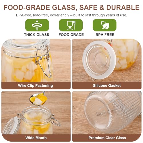 Snaiio Glass Jars with Airtight Lids, 26oz Glass Storage Jars Set of 6, Thick Food Storage Containers for Pantry Organization, Kitchen Counter, Coffee, Pasta, Cereal - Image 4