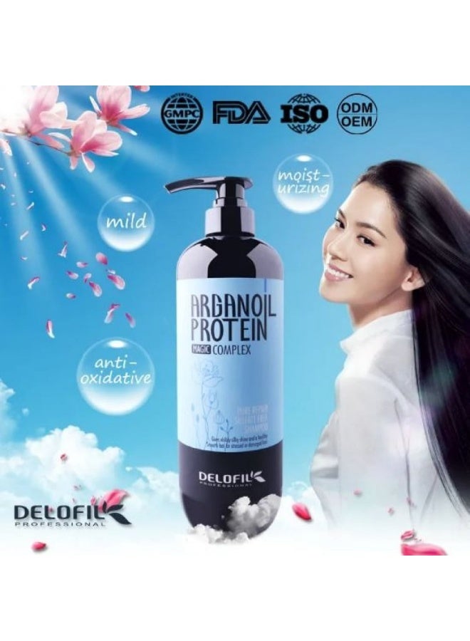 DELOFIL Argan Oil Protein Hair Care Set – Shampoo + Conditioner + 500ml Hair Mask + Repair Serum – Sulfate Free Deep Nourishing Treatment - Image 4
