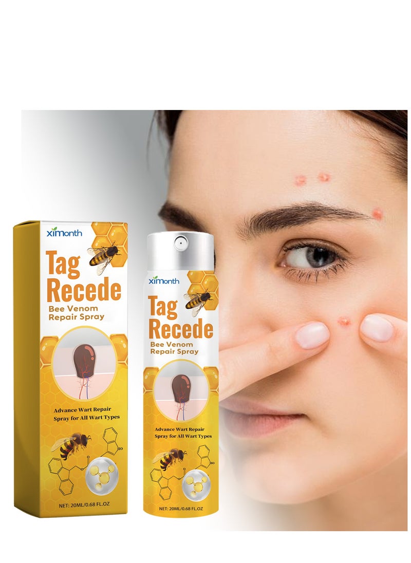 ximonth - Tag Recede Bee Venom Repair Spray, A Gentle Safe Portable Wart Removal Spray with Natural Extracts for All Skin Types，Universal for Both Men and Women Wart Removal .Protecting Health and Beauty. - Image 1
