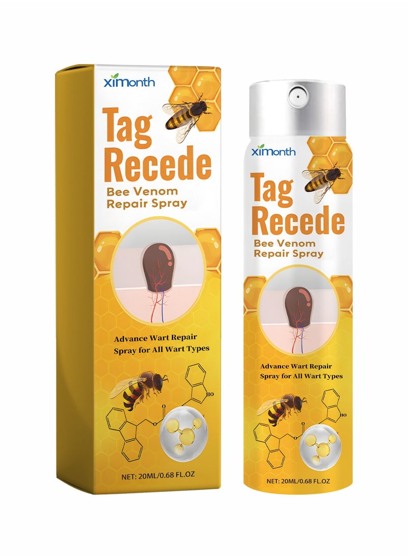 ximonth - Tag Recede Bee Venom Repair Spray, A Gentle Safe Portable Wart Removal Spray with Natural Extracts for All Skin Types，Universal for Both Men and Women Wart Removal .Protecting Health and Beauty. - Image 1