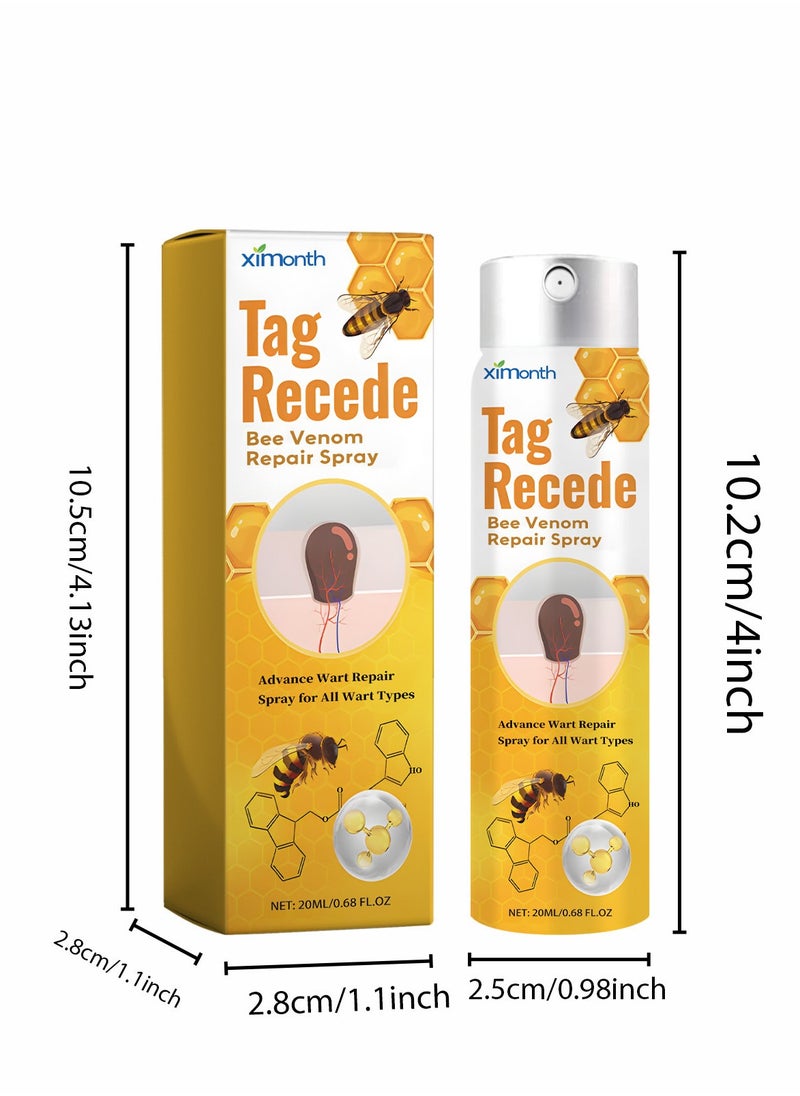 ximonth - Tag Recede Bee Venom Repair Spray, A Gentle Safe Portable Wart Removal Spray with Natural Extracts for All Skin Types，Universal for Both Men and Women Wart Removal .Protecting Health and Beauty. - Image 1