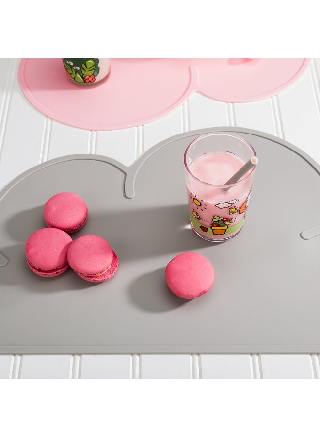 Restaurantware Silicone Cloud Shaped Food Placemat - Gray - Non-Slip - Easy Clean - Tabletop Protection - Great For Infants, Toddlers & Kids - 18 3/4" x 10 1/2" - 1ct Box - Image 3