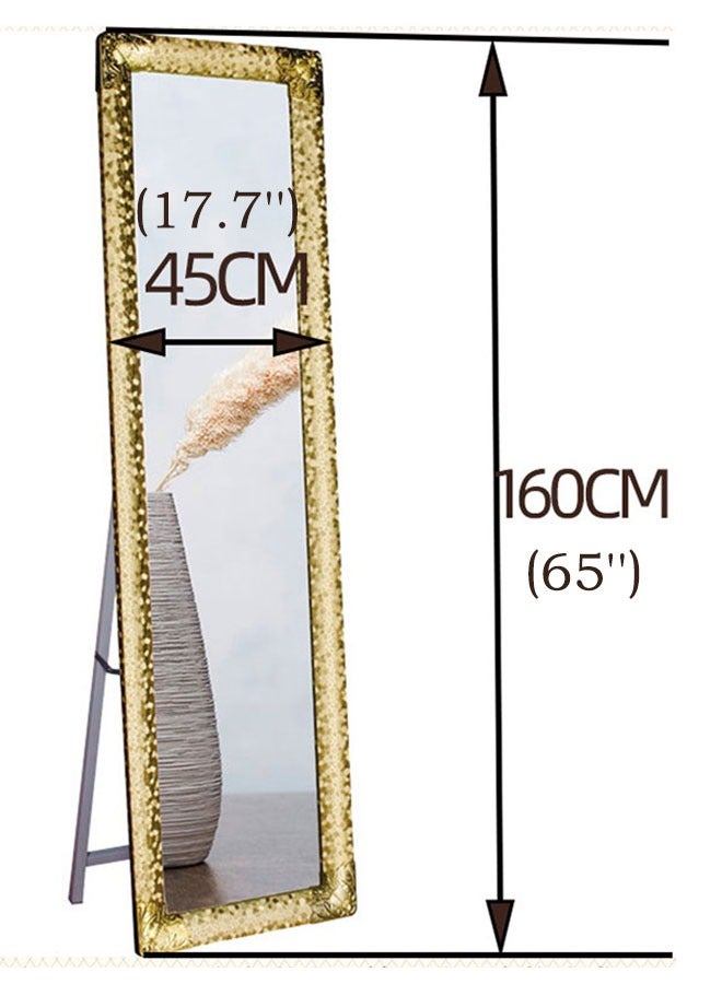 Golden Full Length Mirror with Stand Large Rectangula Floor Mirror Dressing Long Mirrors Free Standing Makeup Mirror Full Body Mirrorr with stand for Bedroom Living Room(165*45CM/8132-Gold)  - Image 4