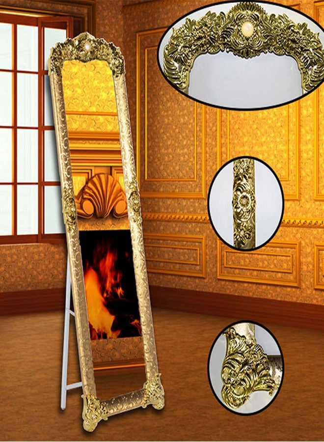 Golden Full Length Mirror with Stand Large Rectangula Floor Mirror Dressing Long Mirrors Free Standing Makeup Mirror Full Body Mirrorr with stand for Bedroom Living Room(165*45CM/8132-Gold)  - Image 3