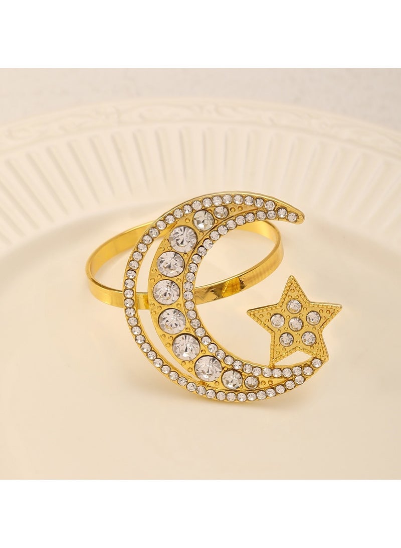Star Moon Type Napkin Rings, 4Pcs Gold Napkin Rings for Table Setting Anniversary Celebration, Birthday, Party Table Setting, Alloy Napkin Rings Hotel Table Napkin Rings - Image 5