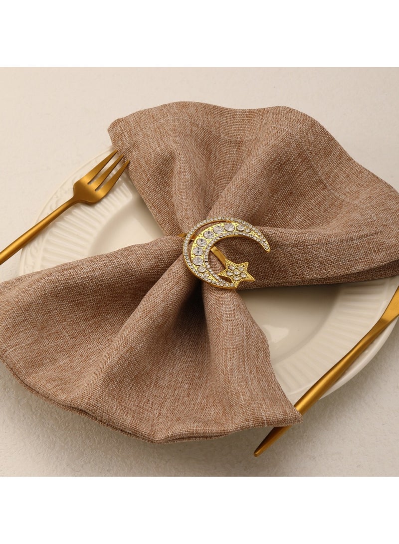 Star Moon Type Napkin Rings, 4Pcs Gold Napkin Rings for Table Setting Anniversary Celebration, Birthday, Party Table Setting, Alloy Napkin Rings Hotel Table Napkin Rings - Image 4