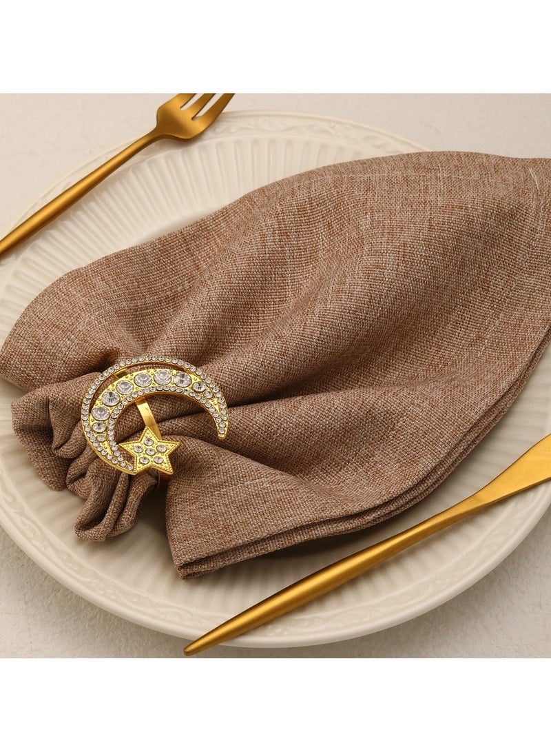 Star Moon Type Napkin Rings, 4Pcs Gold Napkin Rings for Table Setting Anniversary Celebration, Birthday, Party Table Setting, Alloy Napkin Rings Hotel Table Napkin Rings - Image 3