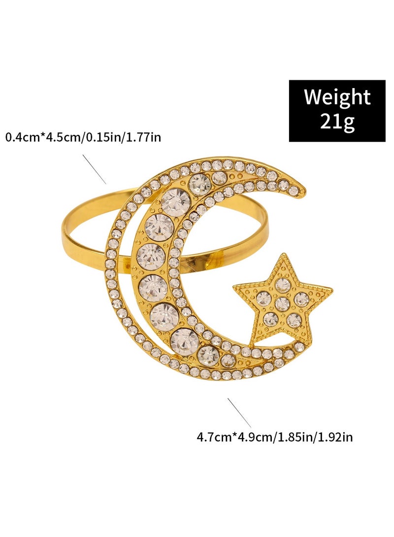 Star Moon Type Napkin Rings, 4Pcs Gold Napkin Rings for Table Setting Anniversary Celebration, Birthday, Party Table Setting, Alloy Napkin Rings Hotel Table Napkin Rings - Image 2
