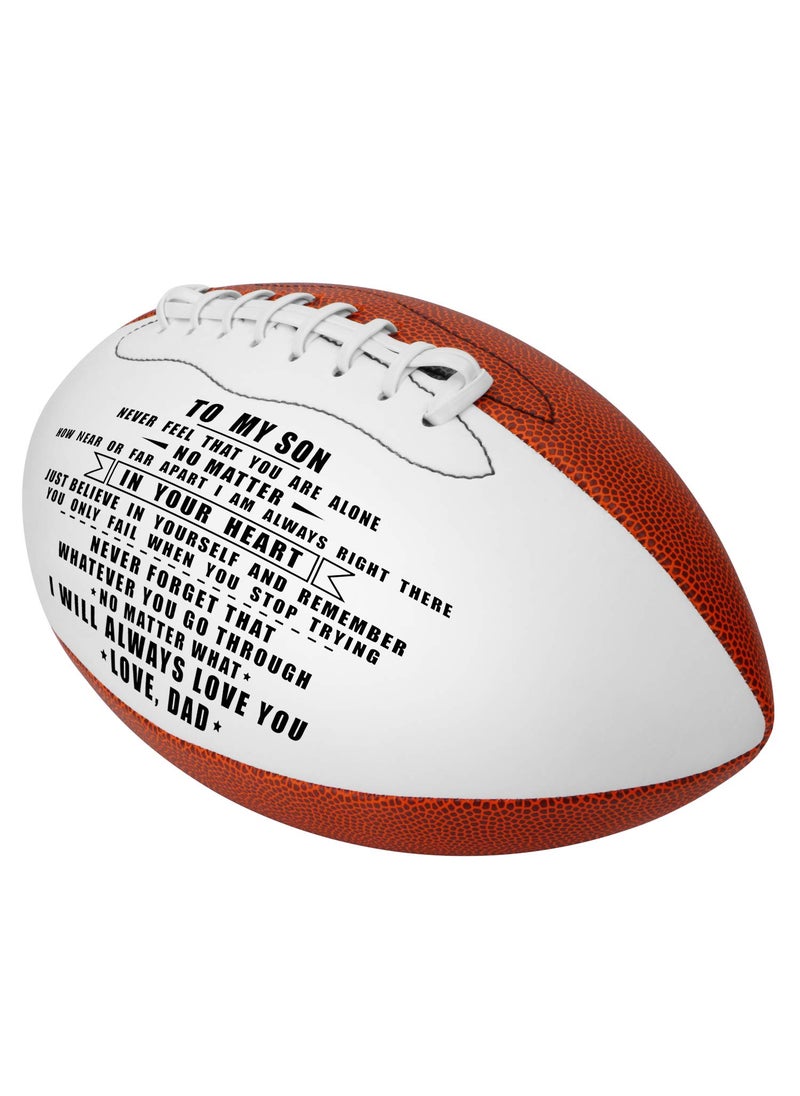 K KENON K KENON Personalized Rugby Ball for Son from Dad-Personalized Composite Leather American Rugby Ball, Outdoor Game Ball for Him, Birthday Christmas Graduation Gifts, Pack of 1 (for Son from Dad)  - Image 2