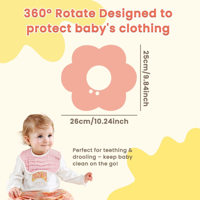 MUSBUY Baby Bibs Drooling Teething Drool Bibs Muslin Cotton for Girls Boy Absorbent Soft Breathable Adjustable - Image 4