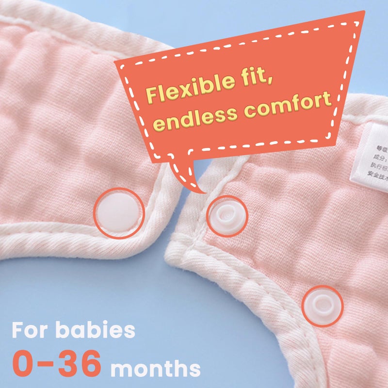 MUSBUY Baby Bibs Drooling Teething Drool Bibs Muslin Cotton for Girls Boy Absorbent Soft Breathable Adjustable - Image 3