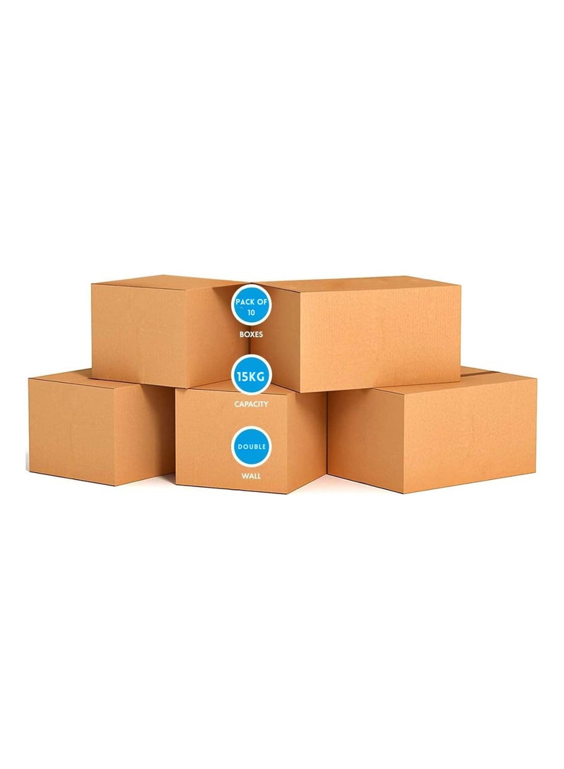 AMSUA Pack of 10 Brown Cardboard Moving Boxes 45x32x23cm, 3 Ply Corrugated Cartons, Recyclable Packaging Boxes for Shipping, Moving & Storage - Image 3