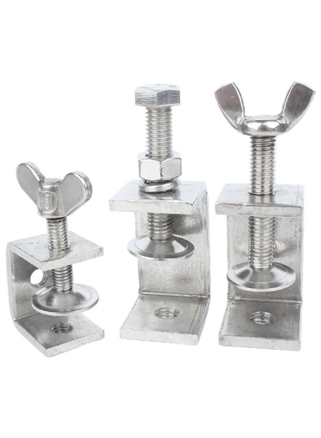 304 Stainless Steel Tiger Clip U-shaped C- Shaped Clamp Pipe Clip Steel Pipe Square Fixing Fixture Hand-screw Ring Clamp-Specification Model:Galvanized Ring Tiger Clip Opening 85mm  - Image 3