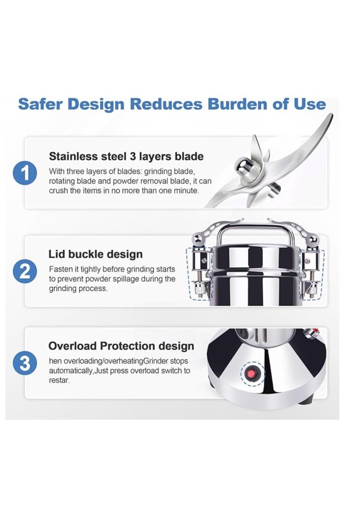عربست طاحونة حبوب كهربائية، طاحونة توابل طحن دقيق، 150 جرام سعة كبيرة طحن فائق الجودة، 650 واط طاقة عالية، للقهوة/التوابل/المكسرات/الحبوب، شفرات الفولاذ المقاوم للصدأ - Image 3