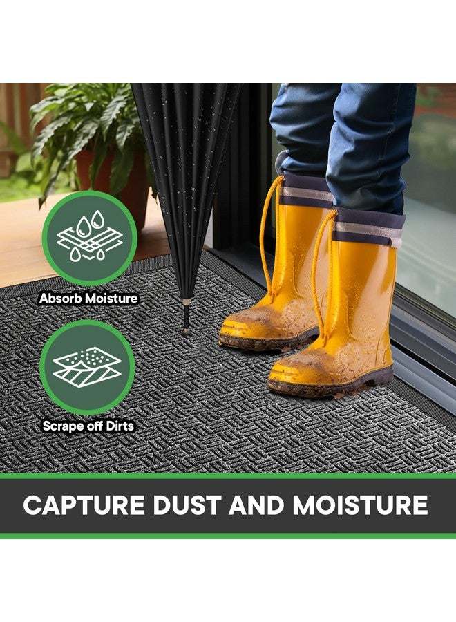 Mibao Front Door Mat, Heavy Duty Durable Welcome Mat for Outdoor Indoor, Dirt Trapper Waterproof Super Absorbent Door Mat for Entryway Outside Patio Porch, 61.5" x 36", Gray - Image 5