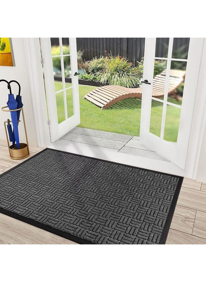 Mibao Front Door Mat, Heavy Duty Durable Welcome Mat for Outdoor Indoor, Dirt Trapper Waterproof Super Absorbent Door Mat for Entryway Outside Patio Porch, 61.5" x 36", Gray - Image 1