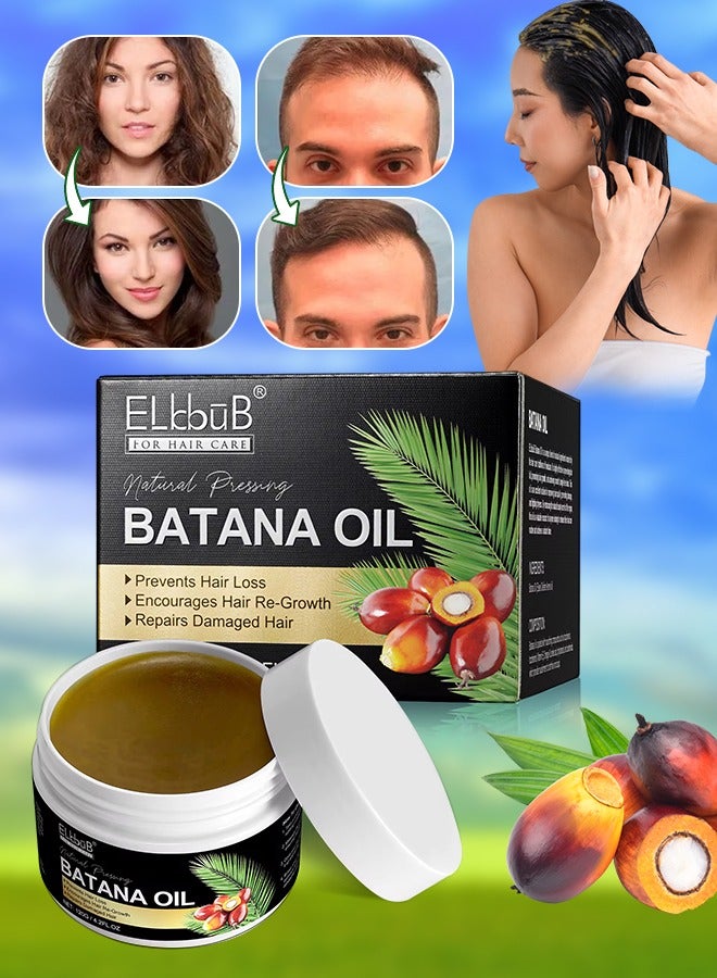 ELBBUB 120 جرام من زيت الباتانا الطبيعي وزبدة الشعر وزيت الباتانا الخام لنمو الشعر مع زيت بذور الخروع وزبدة الشيا، يعمل زيت الباتانا على تعزيز قوة الشعر ومنع تساقطه وإصلاحه وتقصفه وتجفيفه، زيت نمو الشعر - Image 1