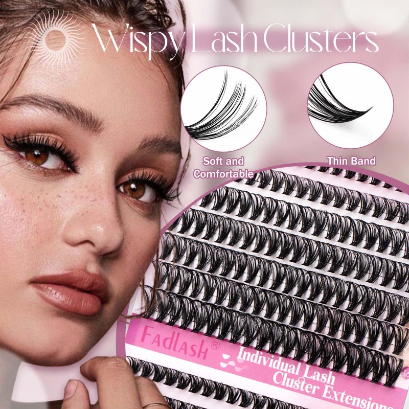 FADLASH DIY Eyelash Extension Kit, 240Pcs Lash Clusters with Lash Bond and Seal, Clusters Eyelash Applicator Tool, D Curl DIY Lash Kit (30D+40D Kit) - Image 3