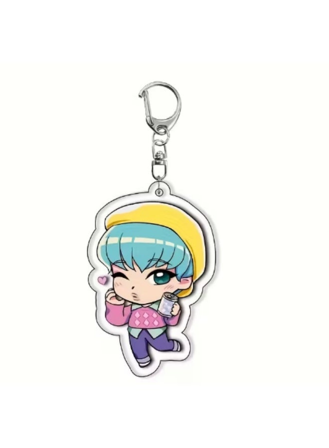 كيبوب مجموعة 9 قطع من سلاسل مفاتيح أكريليك لشخصيات أنمي "هانتريكس ويتش سكواد" الكورية - حلقات مفاتيح ثنائية الأبعاد مسطحة تضم رومي وميرا وزوي - تعليقة حقيبة ظهر لطيفة، قطعة تذكارية لمحبي الأنمي، إكسسوار تنكري وهدية لمحبي الأنمي - Image 5